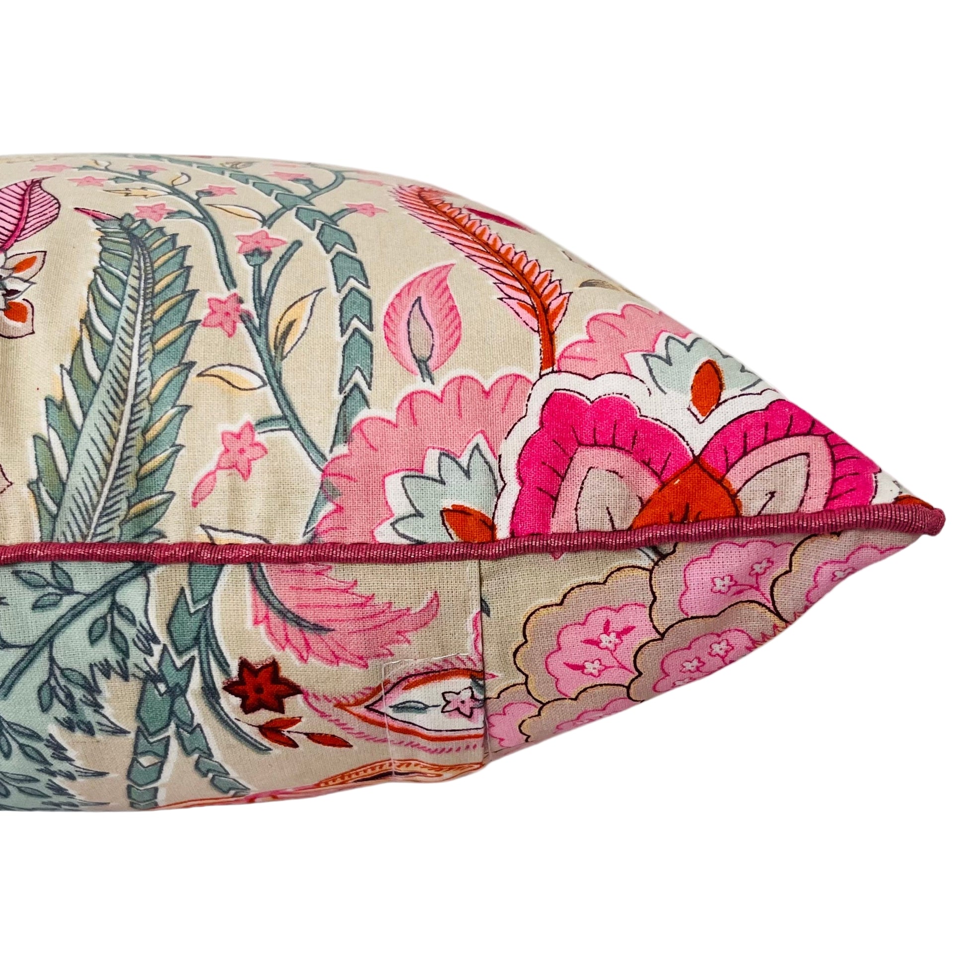 Rosy Bloom Cotton Cushion Cover (16x16") — Vibrant Floral Warmth | RadheKisna - Radhekisna