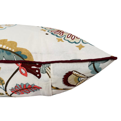 Peacock Bloom Cotton Cushion Cover (16x16") — Exotic Artistry | RadheKisna - Radhekisna