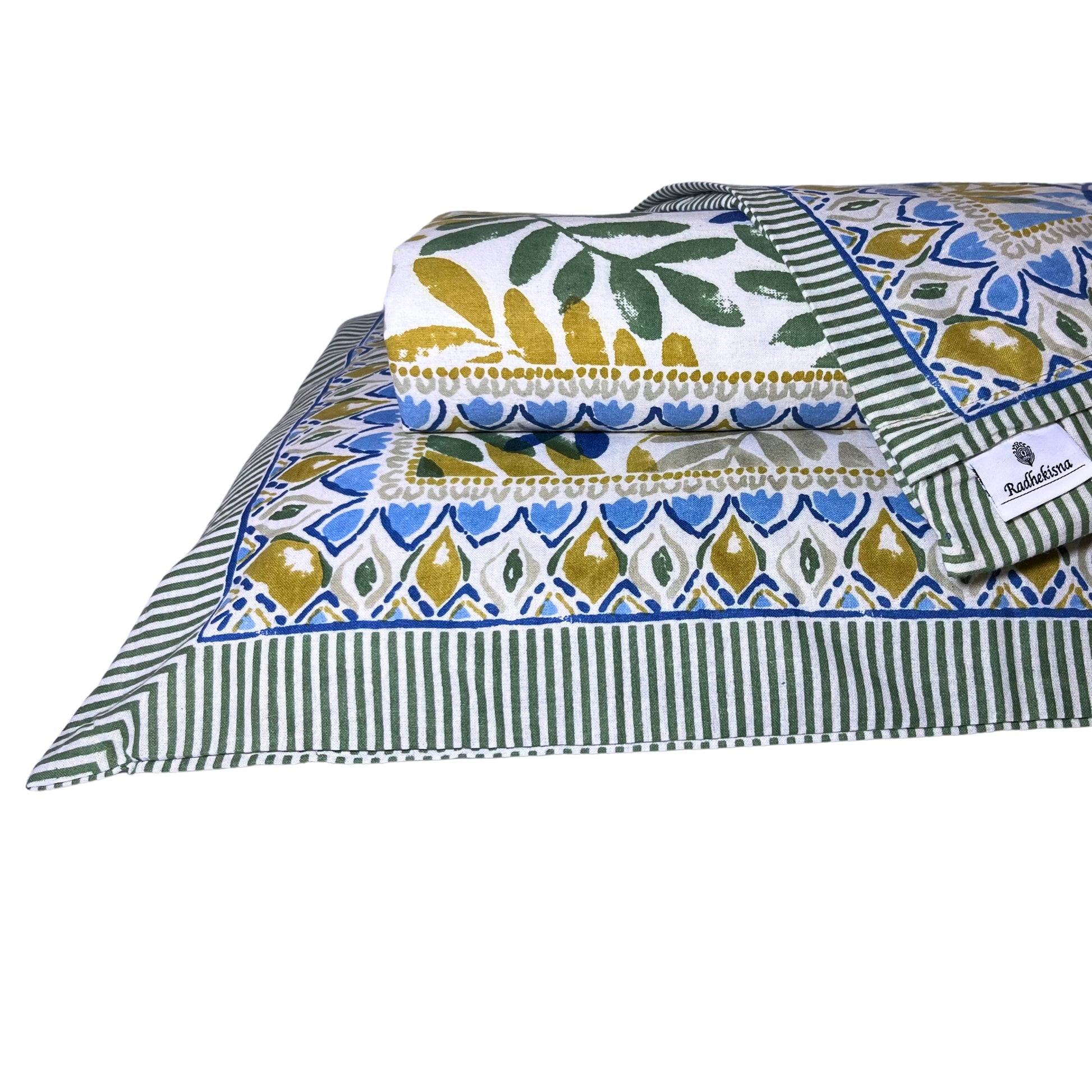 Radhekisna Heritage Leaf Weave King Bedsheet Set — 250 TC 100% Cotton - Radhekisna
