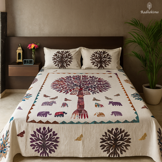 RadheKisna Tree of Life Kantha Quilt – Handcrafted Sustainable Luxury - Radhekisna