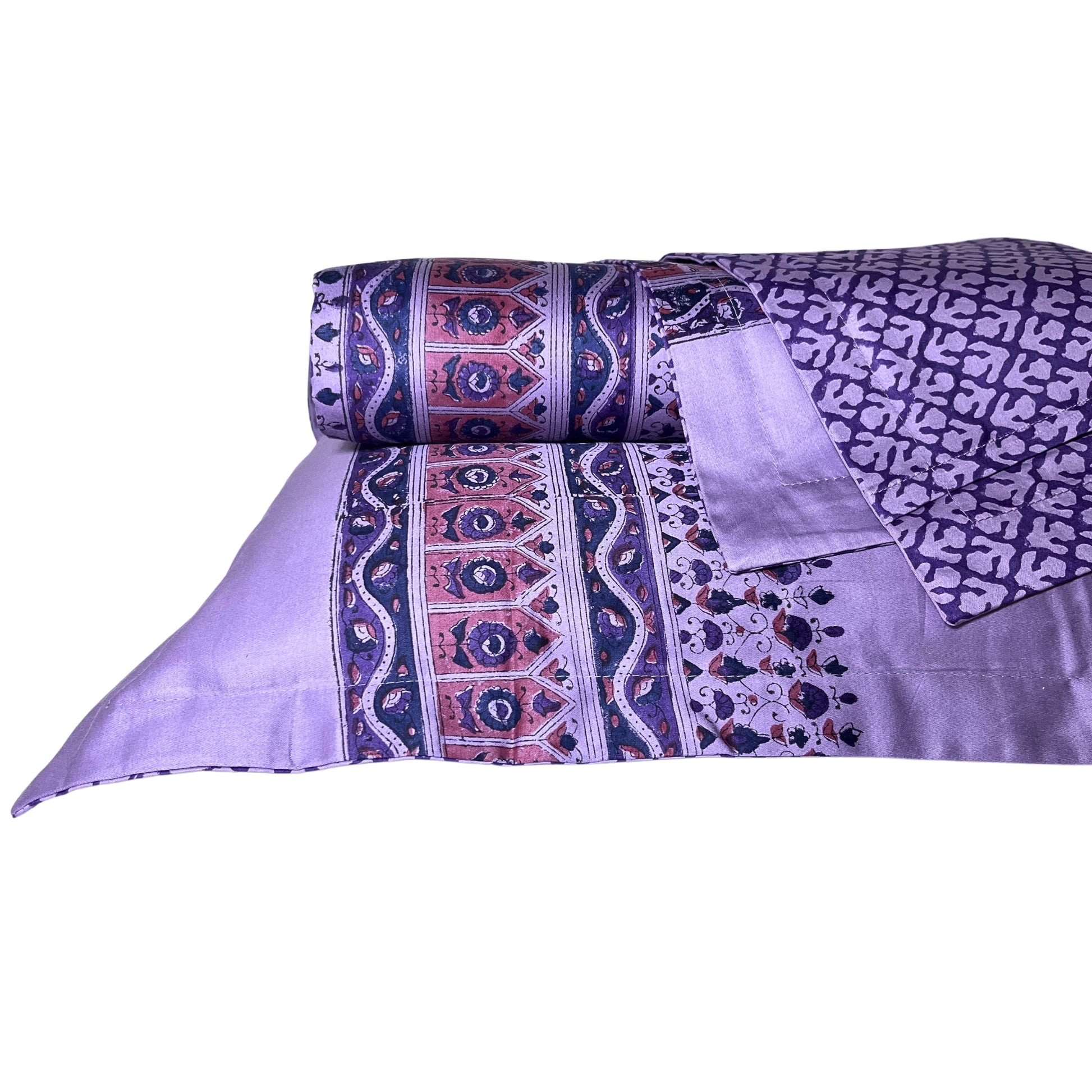 RadheKisna Lavender Artisan King Bedsheet Set — 300 TC 100% Cotton - Radhekisna