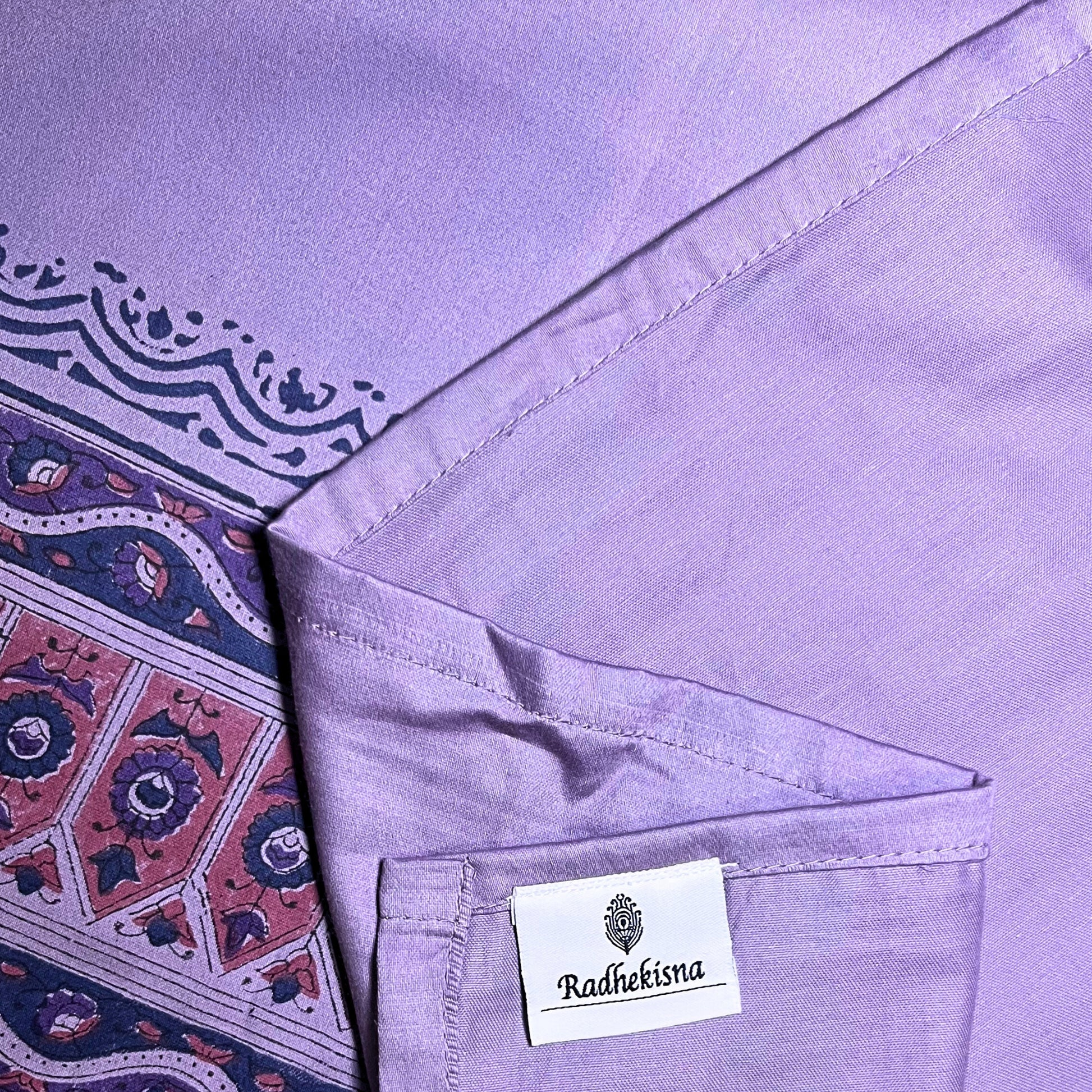 RadheKisna Lavender Artisan King Bedsheet Set — 300 TC 100% Cotton - Radhekisna