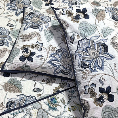 RadheKisna Floral Blue Reversible Quilted Bed Cover Set – Elegant Comfort - Radhekisna
