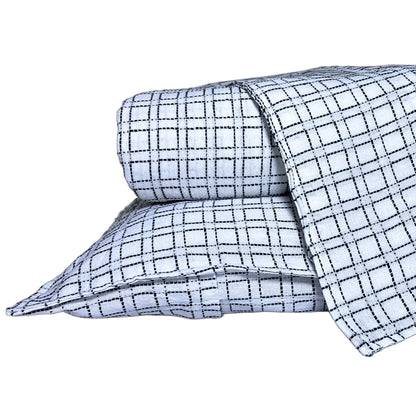 RadheKisna Textured Grid Queen Bedsheet Set — 250 TC 100% Cotton - Radhekisna