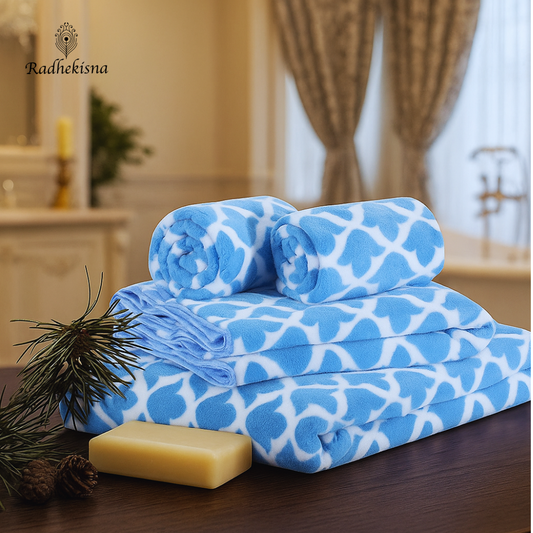 Blue Petal Microfiber Towel Set — Lightweight Luxury by RadheKisna - Radhekisna
