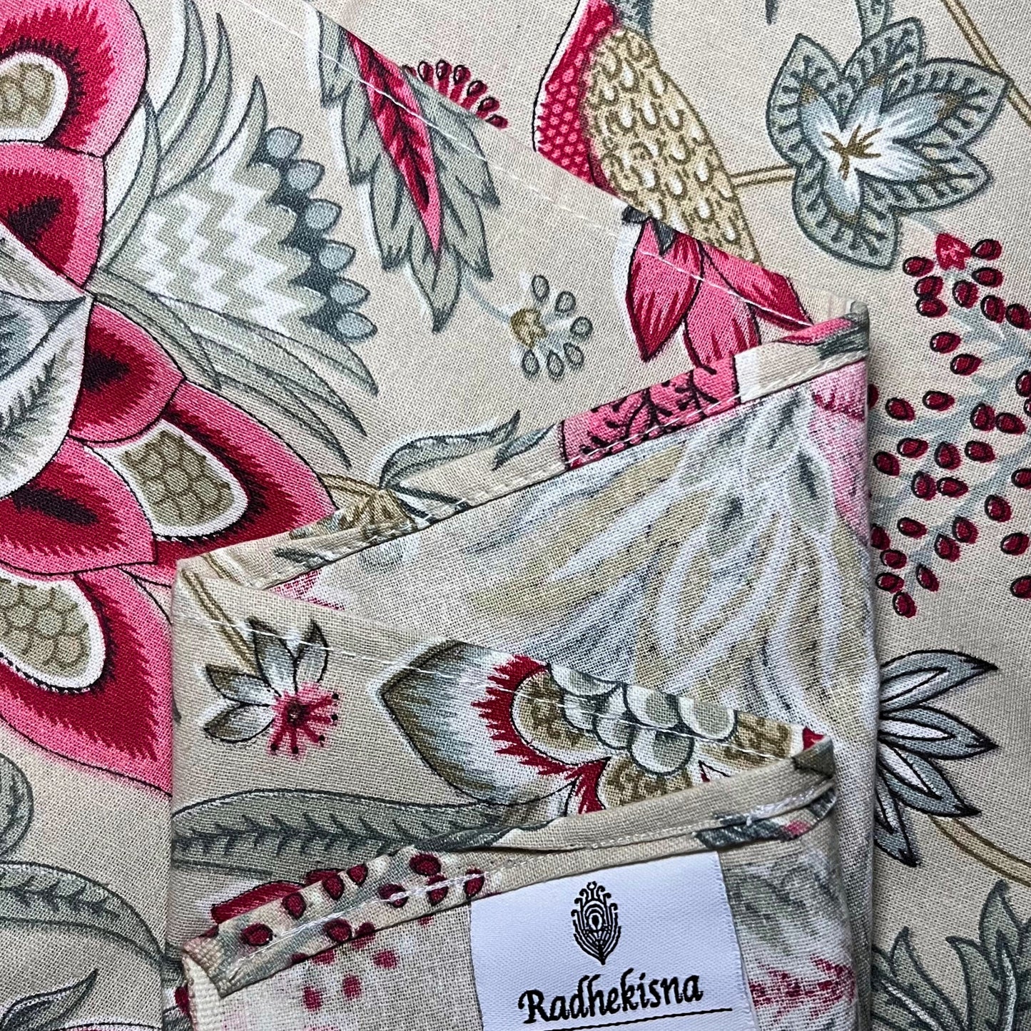 RadheKisna Vintage Flora King Bedsheet Set — 250 TC 100% Pure Cotton - Radhekisna